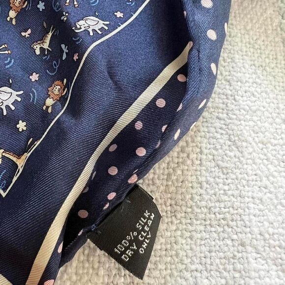 Blue pink animal print silk square scarf - Picture 3 of 3